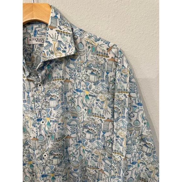 Autocratic Vogue Made In Italy Vintage Scientific Button Down Shirt Sz L - Picture 4 of 7